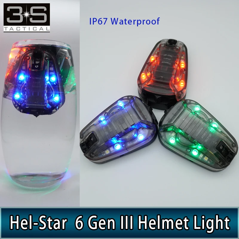 

IP67 Tactical Helmet Light HEL STAR 6 Gen III Helmet Flashlight Green Red IR Strobe Light Military Helmet Flashlight Accessories