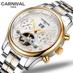 Carnival New Fashion Men's Automatic Mechanical Watch Luxury Tourbillon Watches For Men Waterproof Man Wristwatch Montre Homme