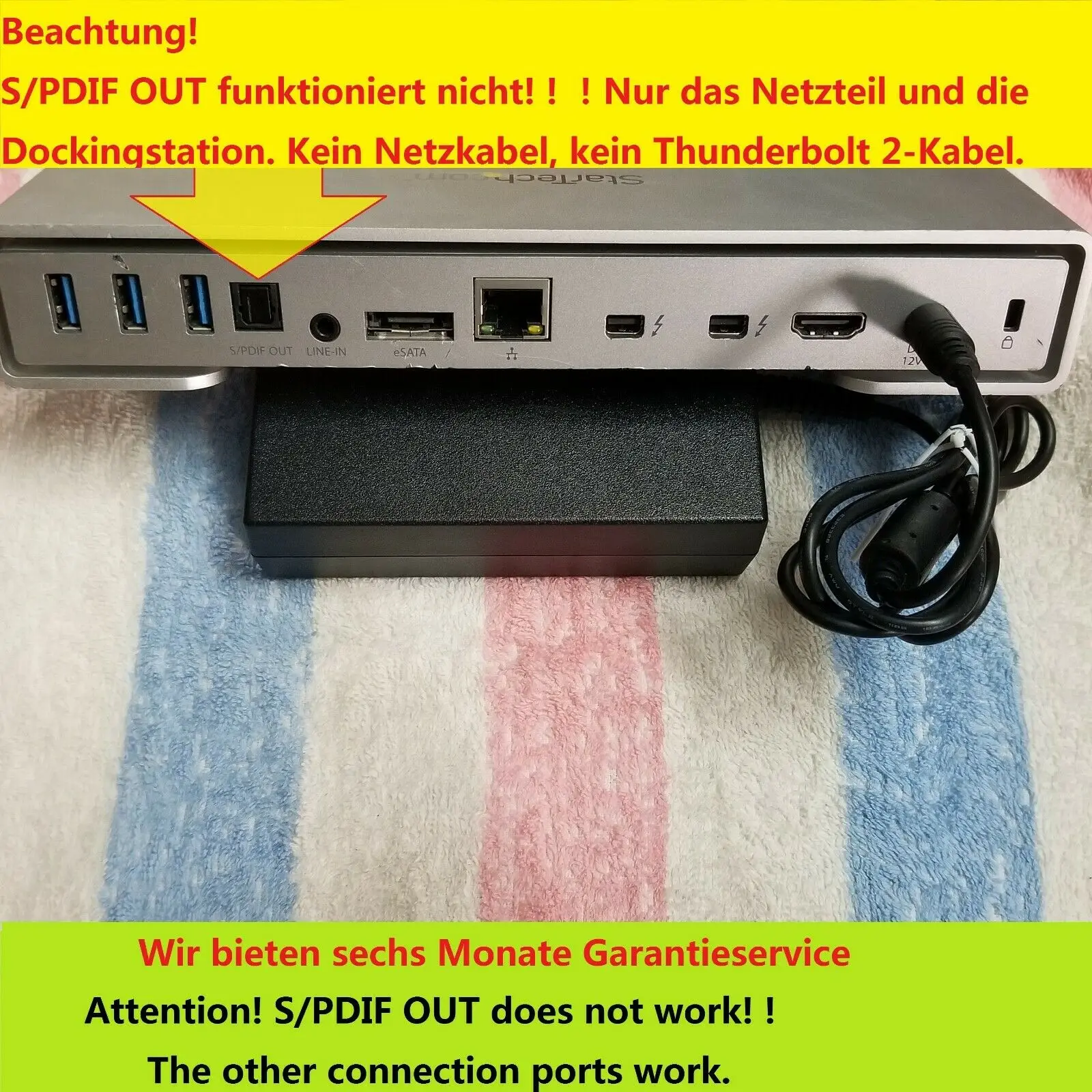 TB2DOCK4KDHC Docking Station for MAC WINDOWS StarTech thunderbolt 2  /  S/PDIF OUT NO WORK * No CABLE