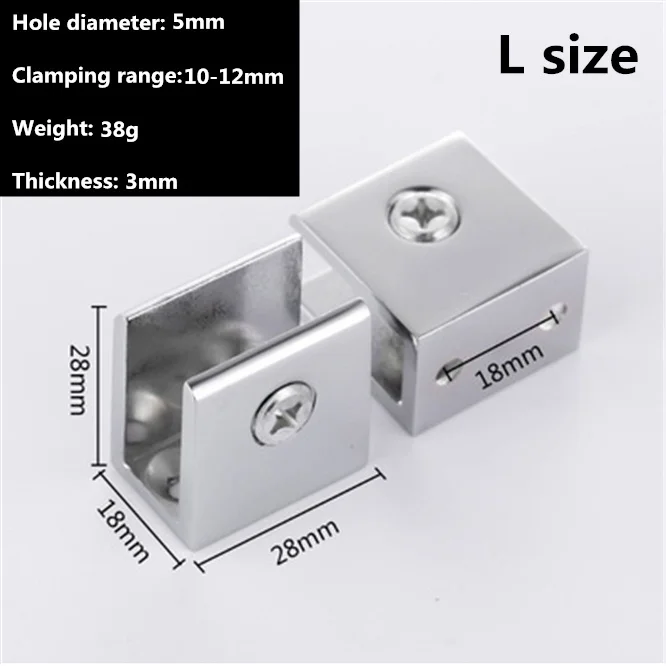 100pcs 3 years warranty Zinc Alloy Square Glass Clips Adjustable Wall Mounted Glass Shelf Clamp Bracket Glass Holder