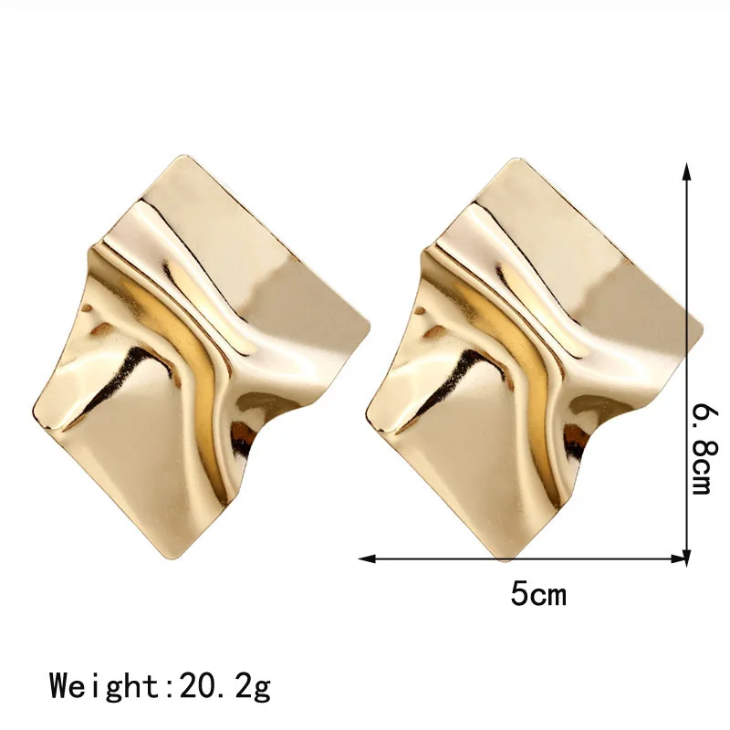 Luxury Colour Gold Suqare Stud Earrings For Women Fashion Jewelry 2023  Earrings Ear Decoration Irregular square geometr