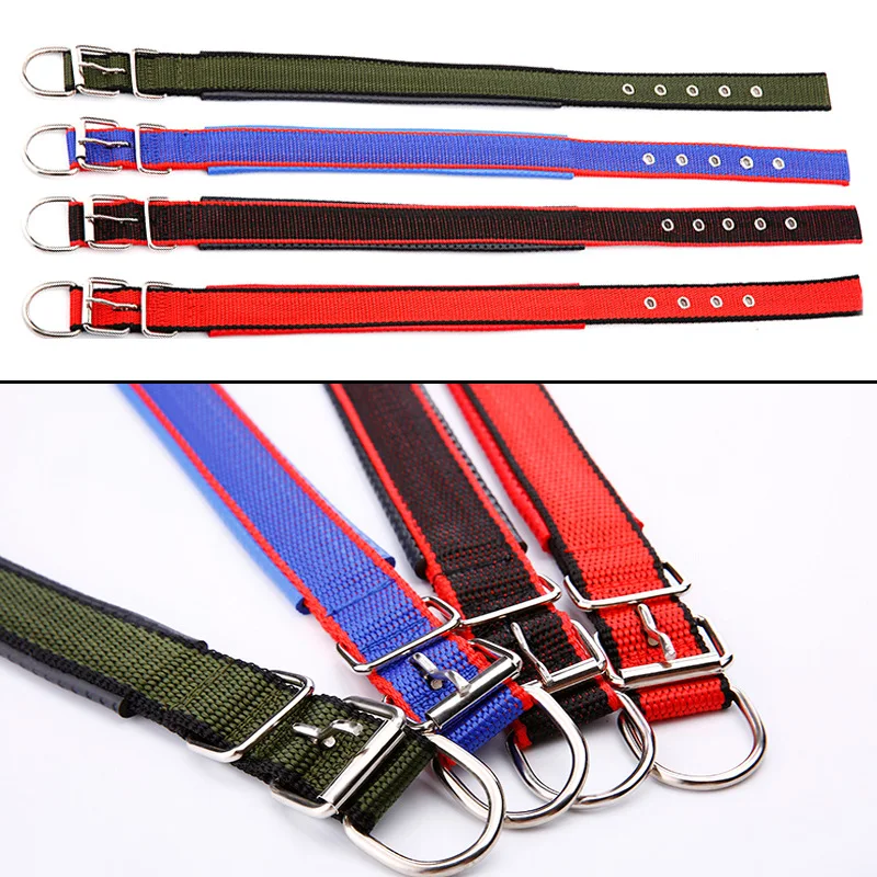 Langlebige, gepolsterte Hundehalsbänder für große Welpen für kleine und große Hunde, verstellbares Nylonhalsband, Haustierzubehör, Windhund-Radzubehör – Detail 15