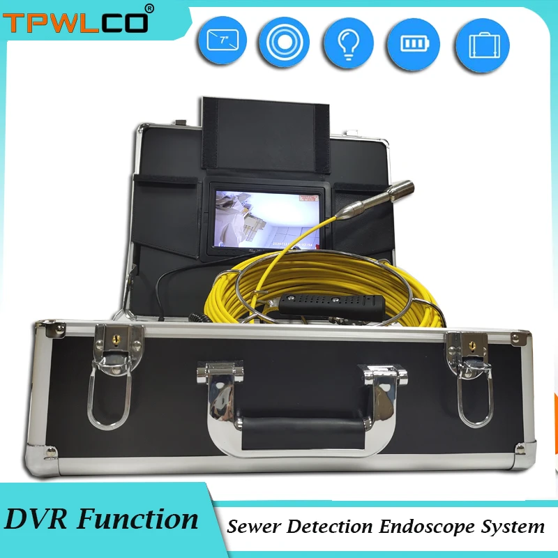 

23mm Waterproof Video Pipe Inspection Camera 20m 7inch Monitor Drain Sewer Detection Endoscope System 8GB Card With DVR Function