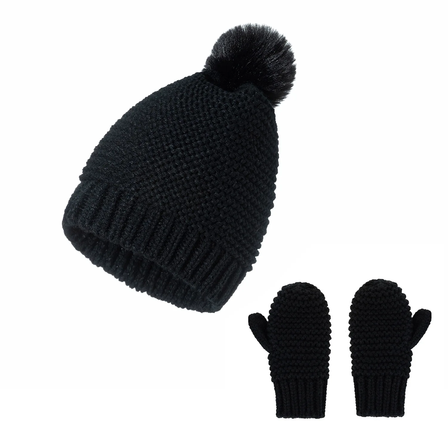 Nouveaux chapeaux de bébé pour enfants filles et garçons, bonnet d'hiver tricoté chaud, solide, chaud, joli gant + bonnet