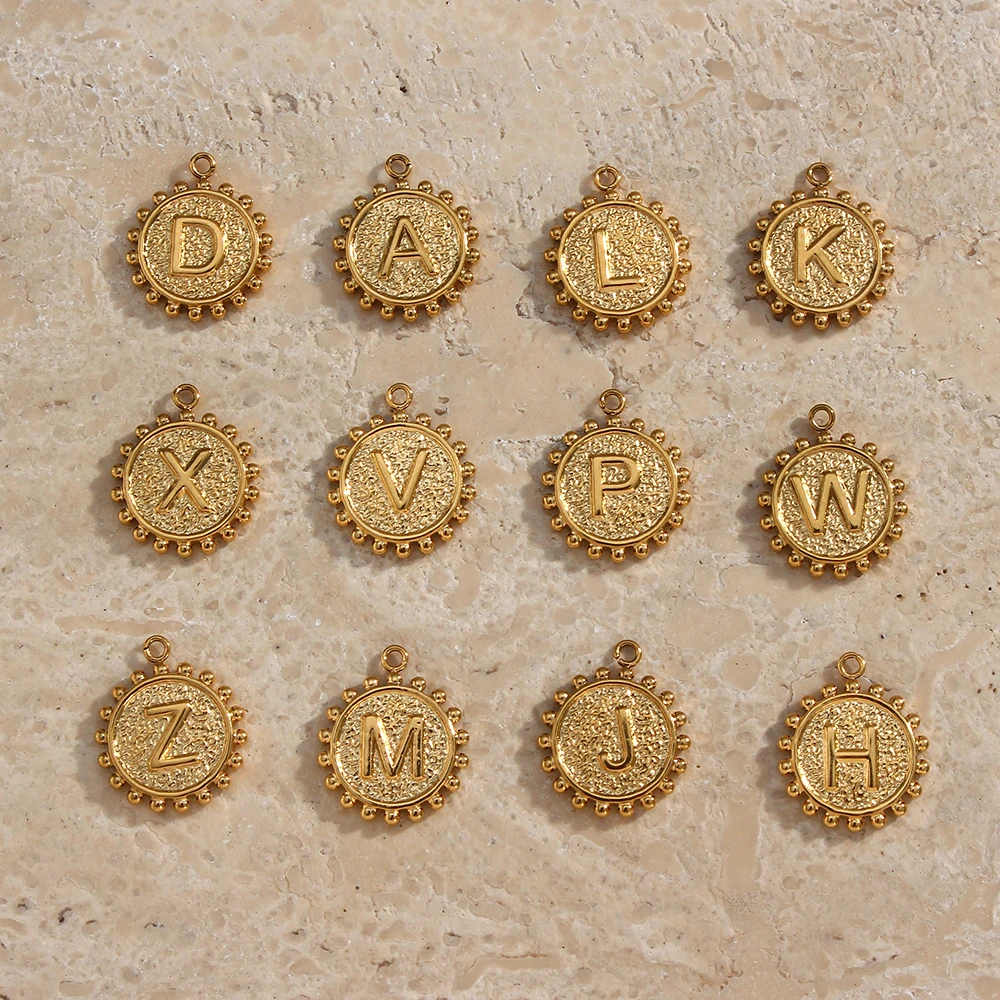 E.B.belle A-Z 26 Letters 18K Gold Charm Stainless Steel Waterproof Basic Alphabet DIY Jewelry Making Necklace Bracelet Earring