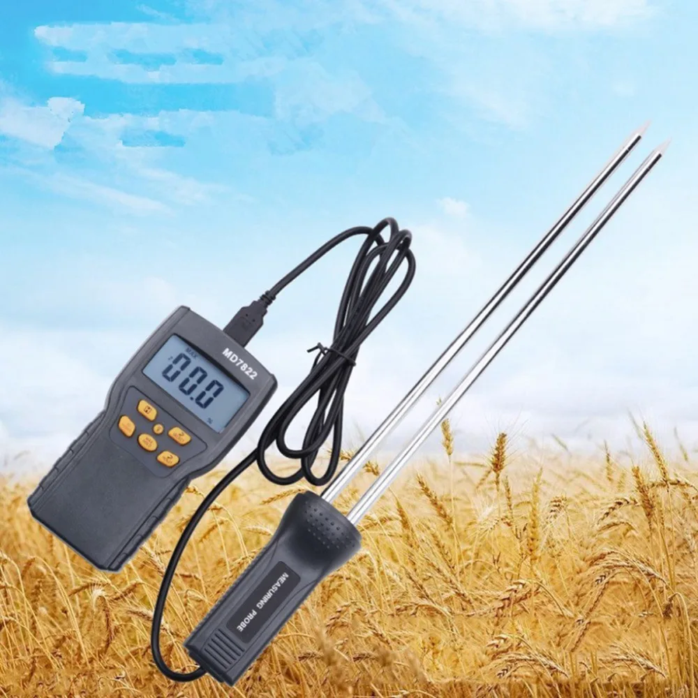 Digital Grain Moisture Tester Split Measuring Probe MD7822 Humidity Tester Wheat Corn Rice Moisture Meter (no battery)