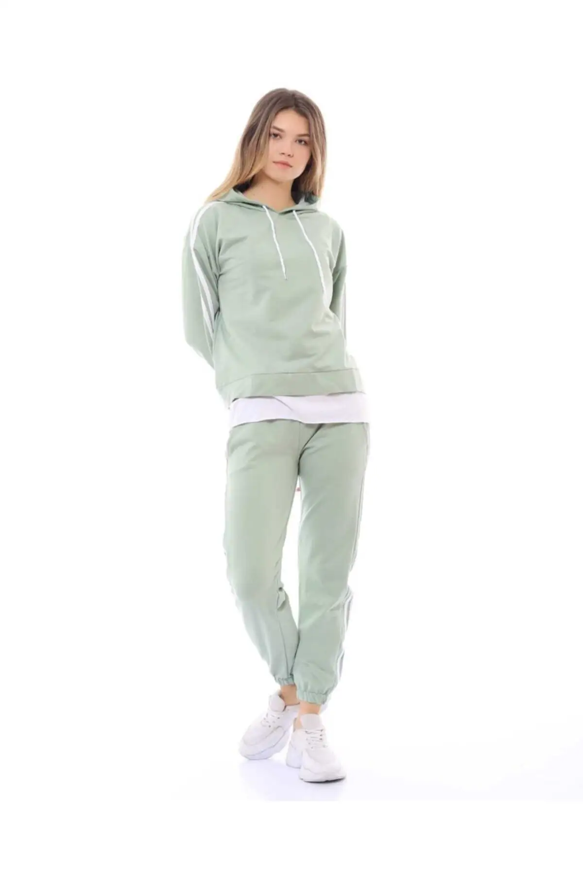 Sling feminino com capuz tarja sweatsuit sweatshirts de inverno 2021