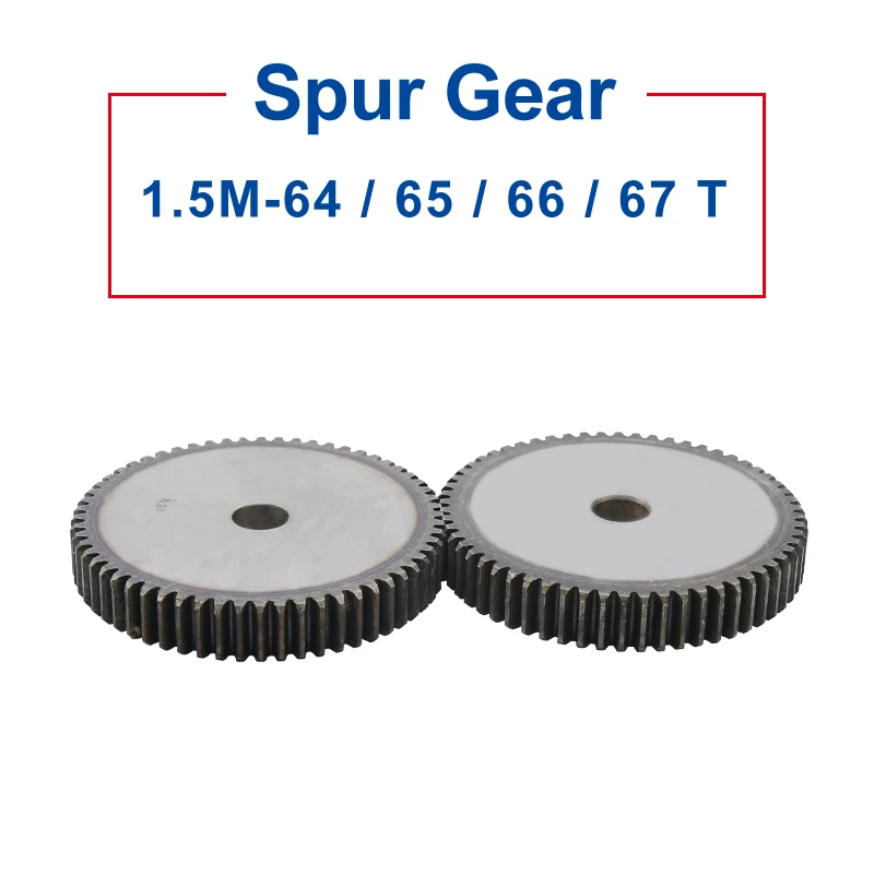 

1 Piece 1.5M Spur Gear 64/65/66/67 Teeth 16 mm Process Hole Pinion Gear Low Carbon Steel Material Flat Gear Total Height 15 mm