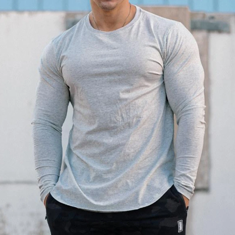 

Men Skinny Long Sleeve Shirts Autumn Casual Fashion Printed T-shirt Male Gyms Fitness Camouflage Tee Shirt Tops