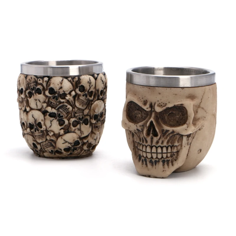 Stainless Steel Resin Drinking Mug Skeleton Skull Coffee Cup Halloween Decor