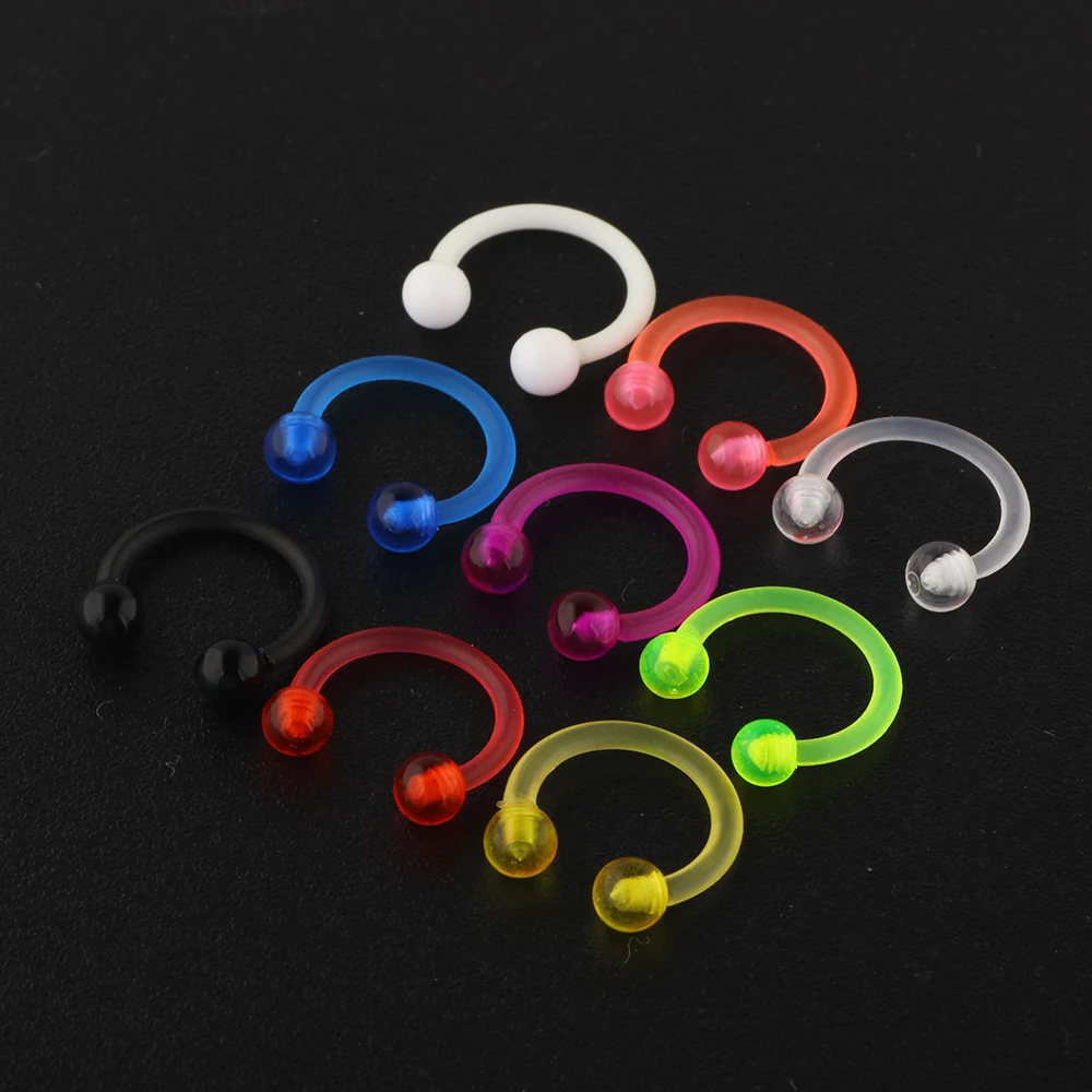 JUNLOWPY 16G Nose Hoop Rings Studs Tragus Cartilage Acrylic UV Helix Ear Lip Eyebrow Body Piercing Jewelry for Women 200/500pcs