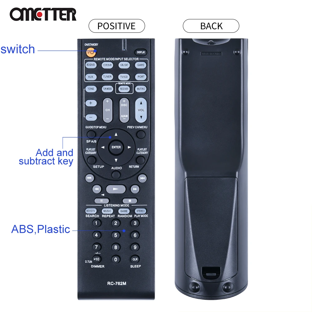 New RC-762M for Onkyo ht-r380 Remote Control AV Receiver HT-R290 HT-R390 HT-R538 TX-SR308 HT-S3400 HT-RC230 AVX290