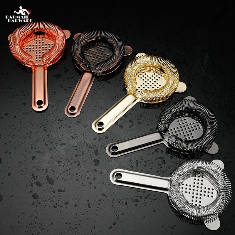 Two Stablising Prongs Bar Cocktail Strainer Superior Large Spring Design 304 Stainless Steel