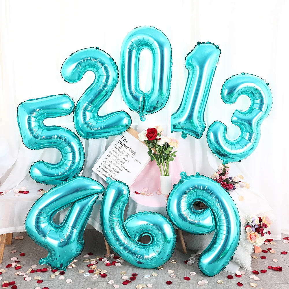 Ni Blue Balloon Birthday Party Decorations Adult Wedding Decoration Helium Balls Air 30 Inch 2024 Number Balloons Baby Shower