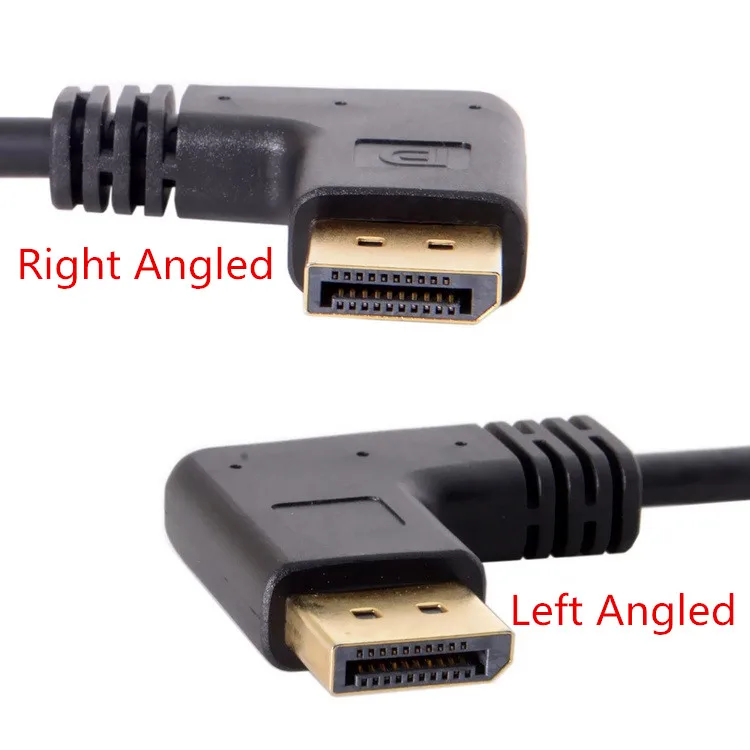 90 Degree Angle Elbow DisplayPort Panel Mount Extension Cable Adapter Corner DP 1.2v Male to Female Cord Socket Screw 2k@144Hz