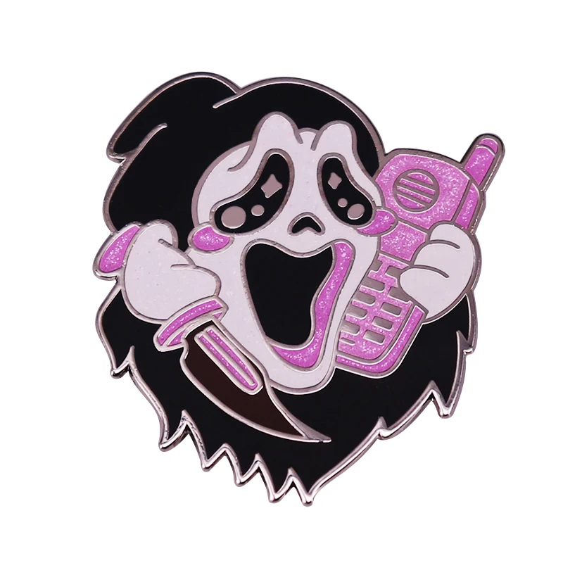 What\'s Your Favorite Scary Movie Scream Killer Enamel Brooch Pin Lapel Metal Pins Brooches Badges Exquisite Jewelry Accessories