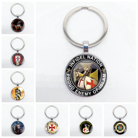 Vintage Infidel Nation Proud Enemy of Islam Knight Templar Glass Pendant Key Chain Classic Men Women Key Rings