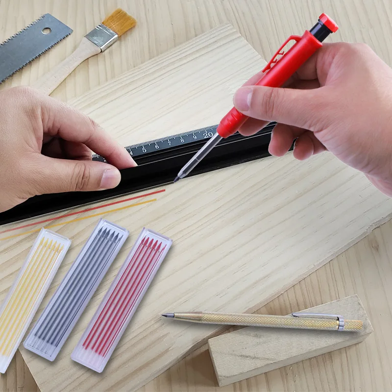 Solide Carpenter Bleistift Set Loch Mechanische Bleistift Refill Bau Marker Kennzeichnung Werkzeug für Carpenter Glasritzrades Holzbearbeitung Arch