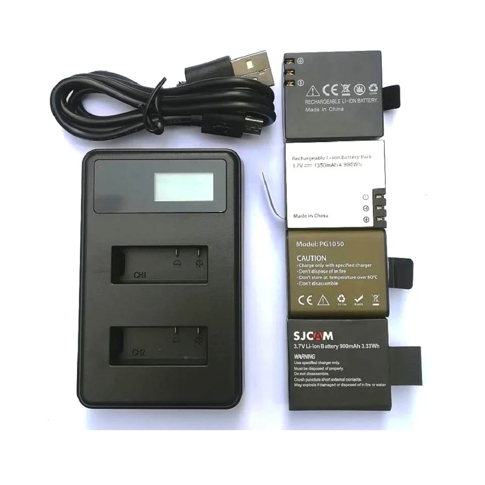 Oryginalna ładowarka 1350/1050mAh podwójna ładowarka do SJCAM Sj4000 Air Sj5000X C30 EKEN H9R akcesoria do kamer w ruchu — zdjęcie 2