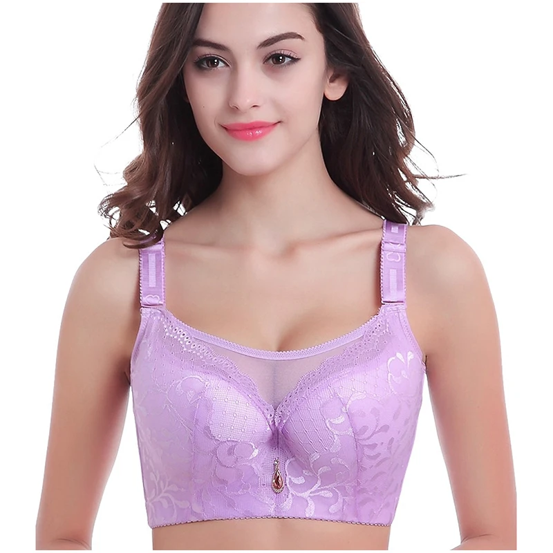 Trắng Lớn Áo Ngực Bra 115E 115C 110E 110DD 105E 100D 95D 90D 85D 80D C D E F Cup Đầu ren Dây Đeo Vai V Push Up Bra C3313