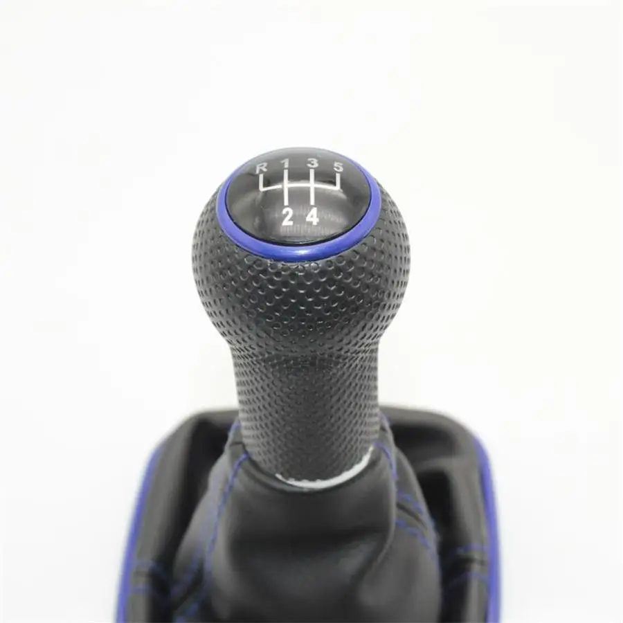 For Seat Leon 2000 2001 Toledo 1999 2000 2001 Car-Styling Car 5 Speed 12mm Blue Line Gear Stick Shift Knob With Leather Boot