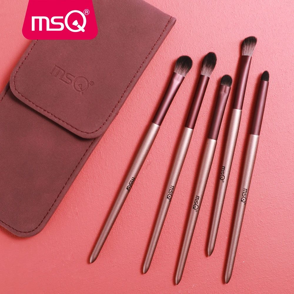 MSQ Eye Makeup Brushes Professional 5pcs Eyeshadow Make Up Brushes Set with Purple Bag Wool Fiber Hair Cosmetics Makeup Tools
