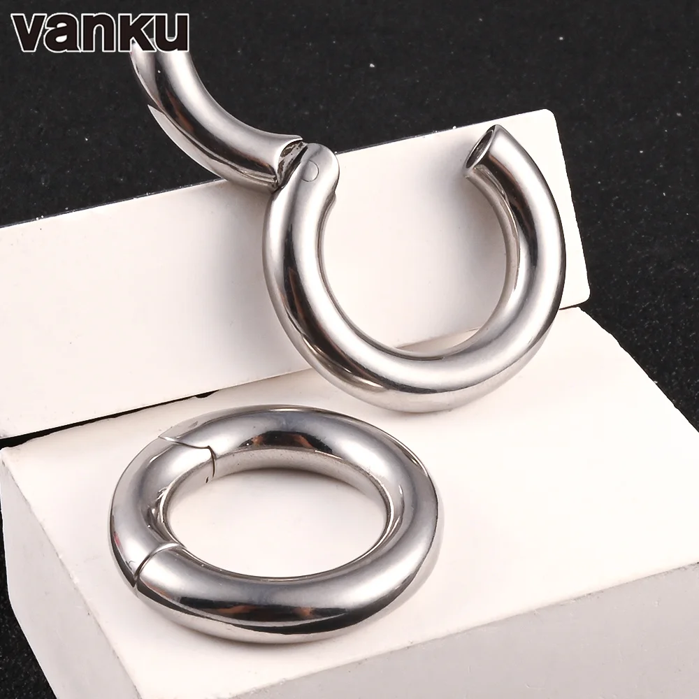Vanku 2pcs Popular Stainless Steel Magnet Ear Weight Gauges Body Jewelry Hoop Earring Piercing Expanders Stretchers for Unisex