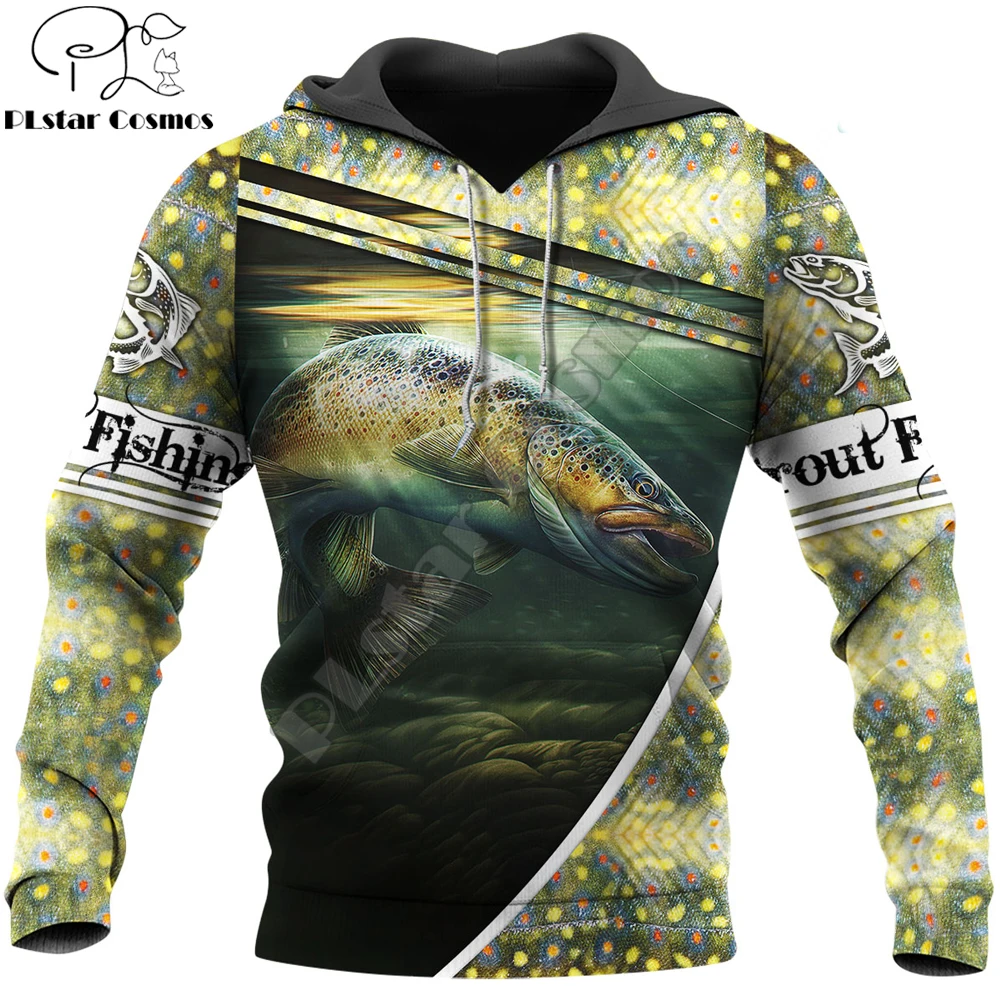 

Beautiful Trout Fishing 3D All Over Printed Men Hoodie Autumn and winter Unisex Sweatshirt Zip Pullover Casual Streetwear KJ455