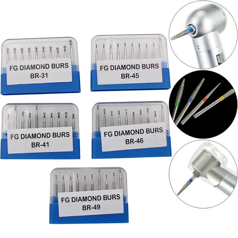 

10Pcs/Pack Dental Diamond FG High Speed Burs Drill BR SERIES For Polishing Smoothing Teeth Polishers Dia.1.6mm Dentist Tools