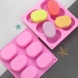 6 Cavity Oval Silicone Soap Mold for Handmade Craft DIY Soap Making Tools Molds Food Grade Silicone Soap Form Loaf Mould