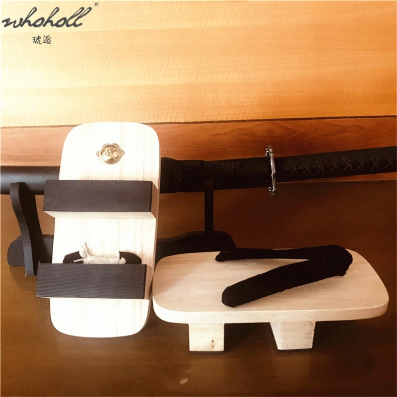 WHOHOLL Geta Summer Slipper Clogs Women's Slippers Two-tooth Japanese Geta Wooden Flip-flops Cosplay Shoes Slippers Sandals
