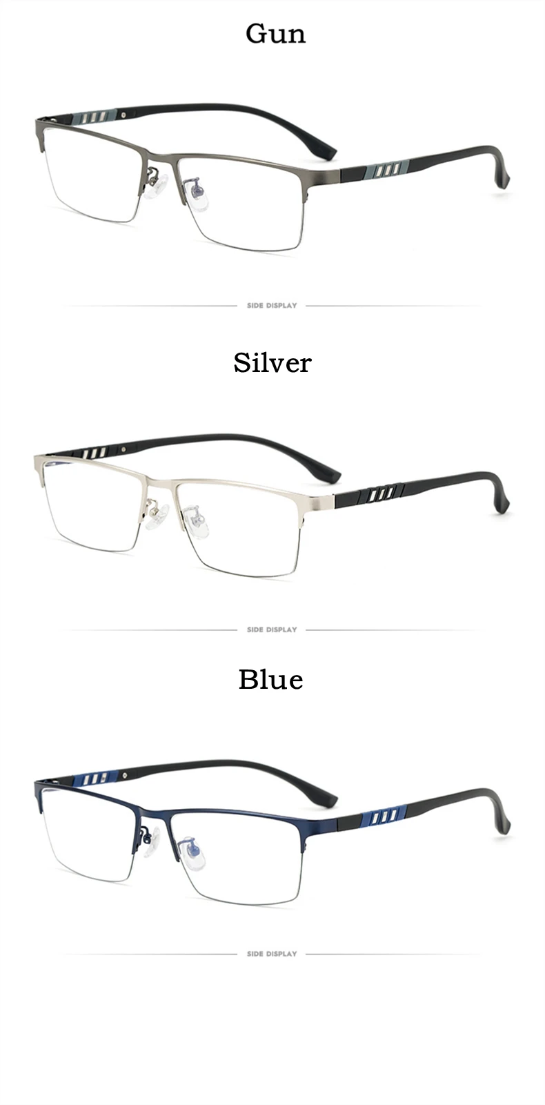 YIMARUILI Business Ultraleicht Titan Legierung Brillen Rahmen Myopie Fashio Optische Verordnung Halb Rahmen Brillen Männer P9806 – Detail 9