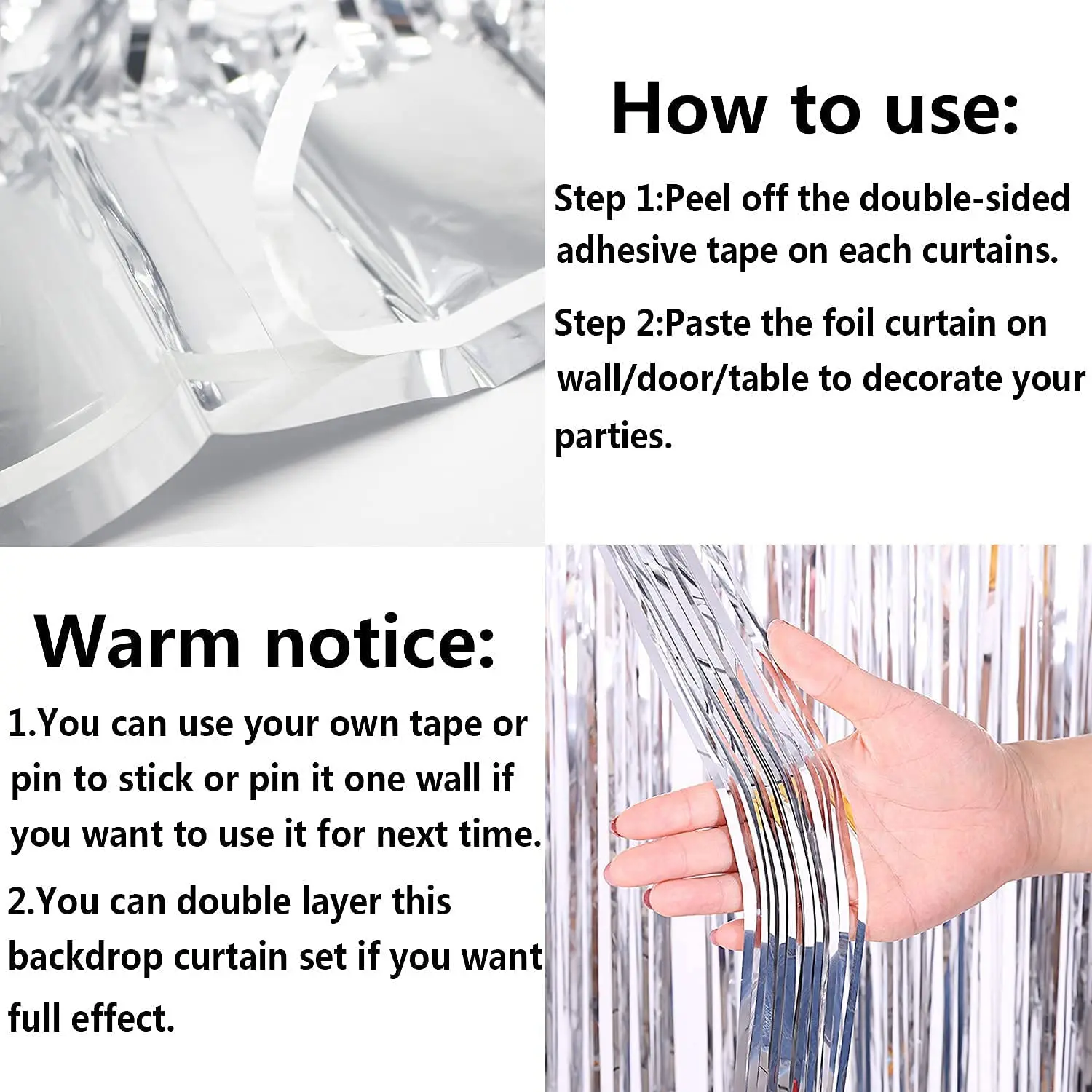 Metallfolie Fransen Fotohintergrund Lametta Türvorhänge für Hochzeit Geburtstag Babyparty Weihnachten Neujahr Partydekorationen – Detail 6