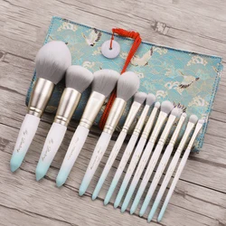 MyDestiny-Ice White 12Pcs Synthetic Hair Cosmetic Brushes Set-Foundation Blusher Powder Eyeshadow Cosmetic Tools