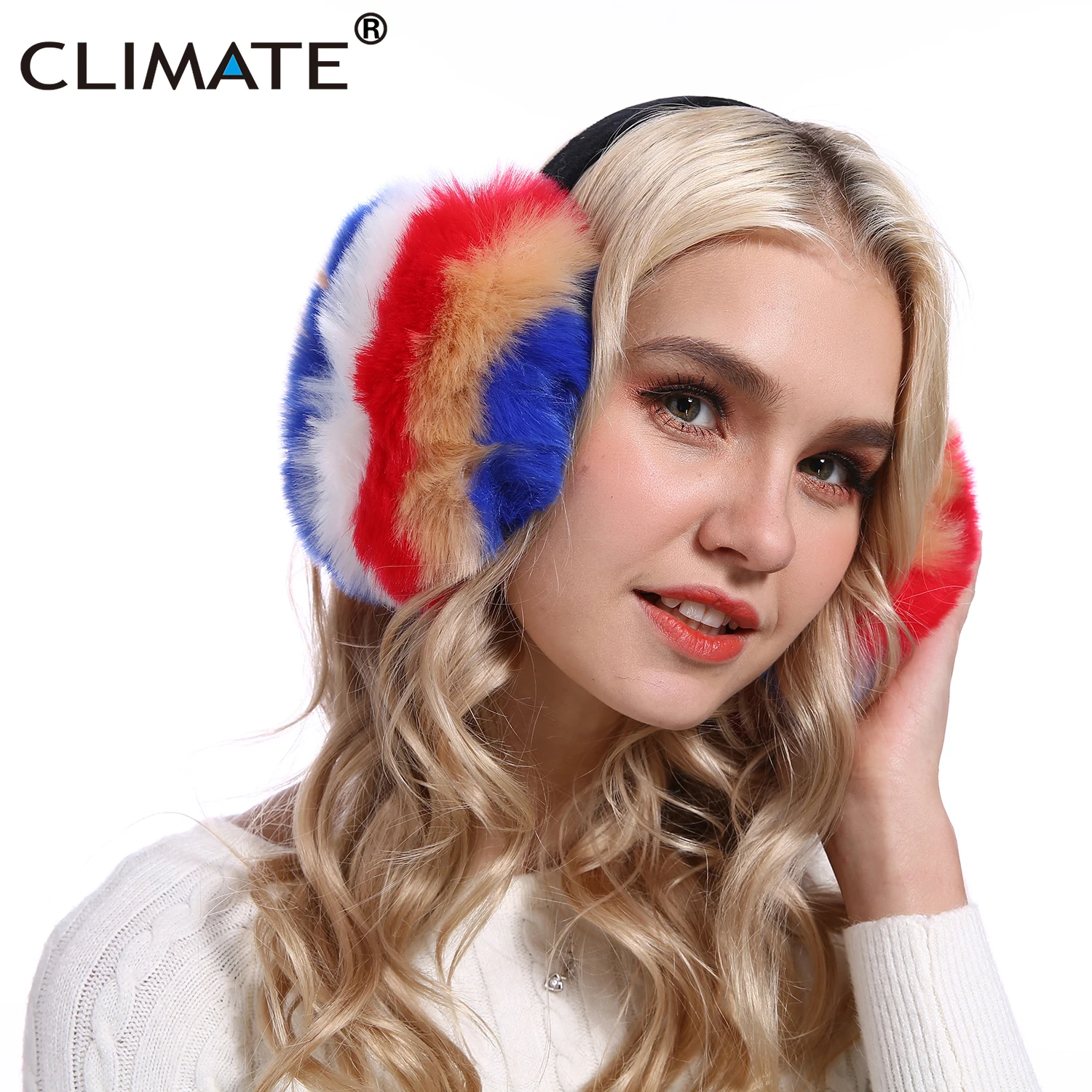 CLIMATE Women Colourful Earmuffs Rainbow Foldable Ear Muff Cover Lovely Collapsible Ear Muff Muffs for Women Teenager Girls