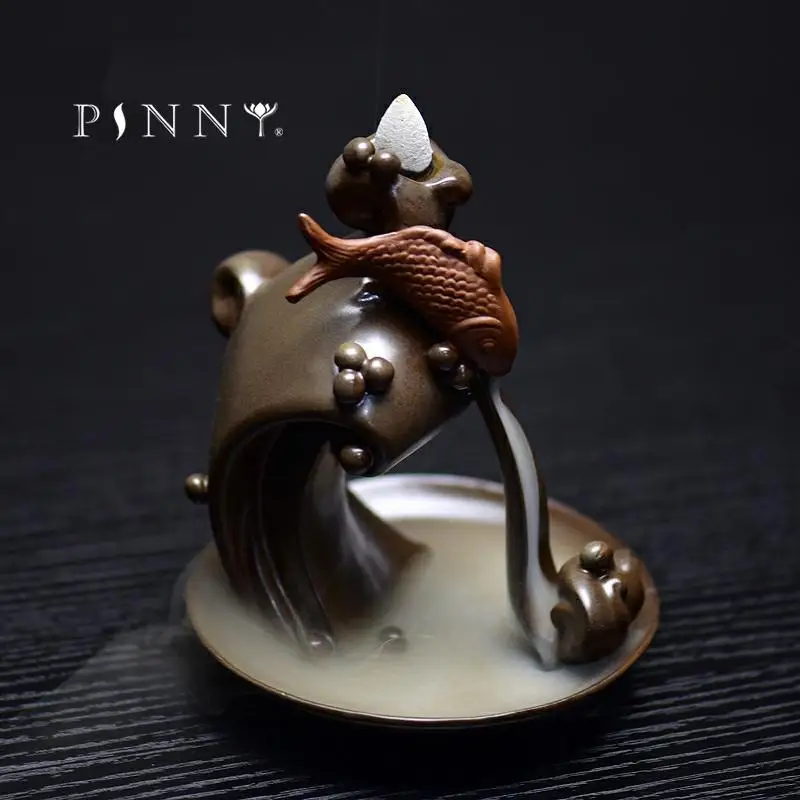 PINNY Smoke Backflow Incense Burner Ceramic Incense Holder Smell Removing Ceramic Craft Living Room Backflow Censer Aroma