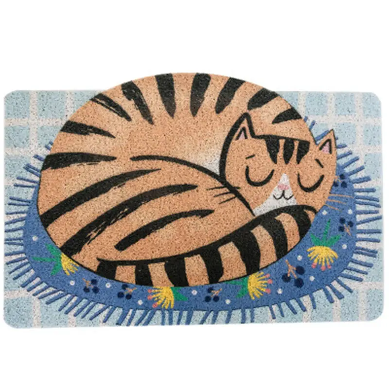 Cat Cartoon Non-Slip Doormat, Sand Scraping, Door Entrance, Welcome Mat, Hallway Bath Rug, Dust Removal Carpet, Wire Loop Footpa