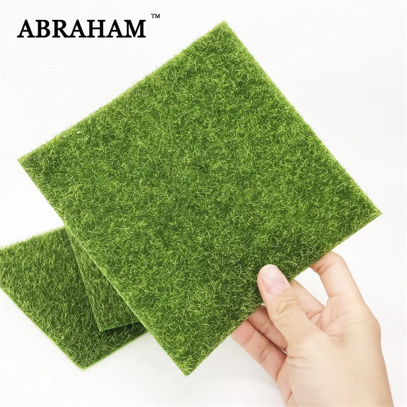 15x15cm Small Artificial Lawn Fake Grass Mat Green Fake Moss Wall False Turf Coaster For Miniature garden landscape Decoration