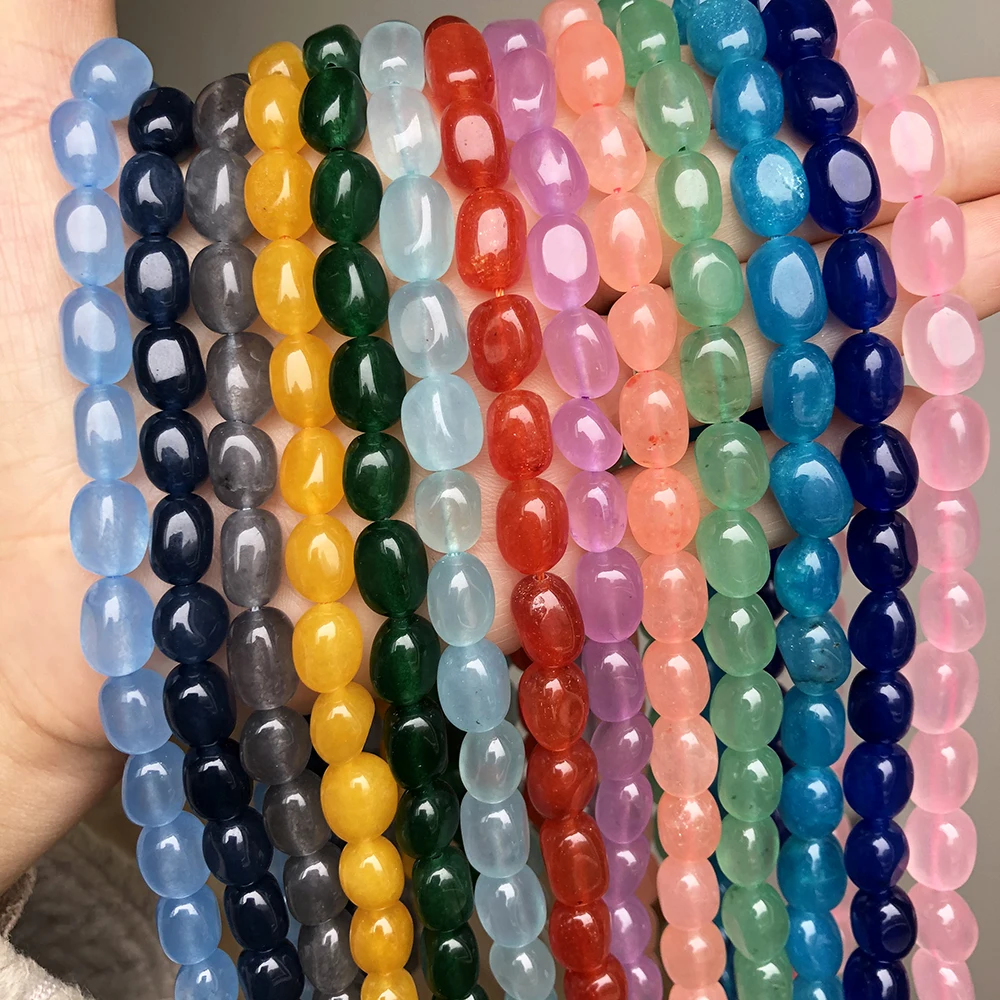 8*11mm Irregular Jades Stone Beads Blue Red Green Pink Grey Purple Loose Beads For Jewelry Making Diy Bracelet Accessories 15''