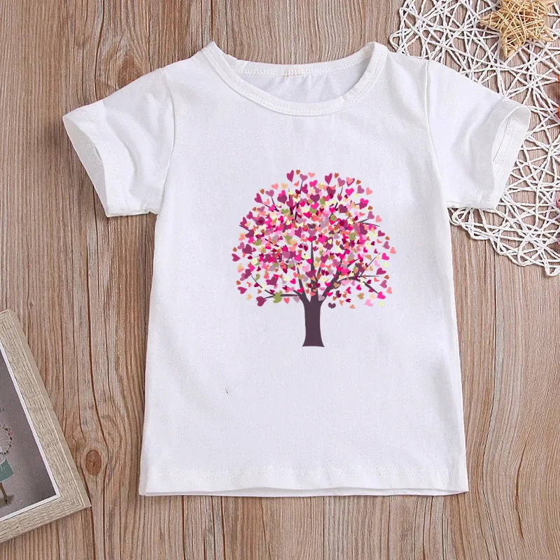 

Fashion Cute Kids Clothes heart tree Girls Tops age 1-12Y Girls Tshirt Cartoon Baby Boy Clothes Round Neck New Children's Shirt