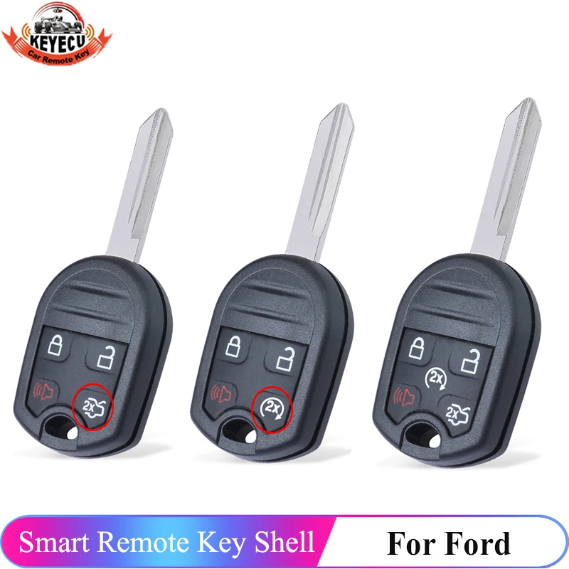 

KEYECU 4 / 5 Button Remote Car Key Shell Cover Fob For Ford Expedition Mustang F150 F250 F350 Super Duty Keyless Case FO38 Blade