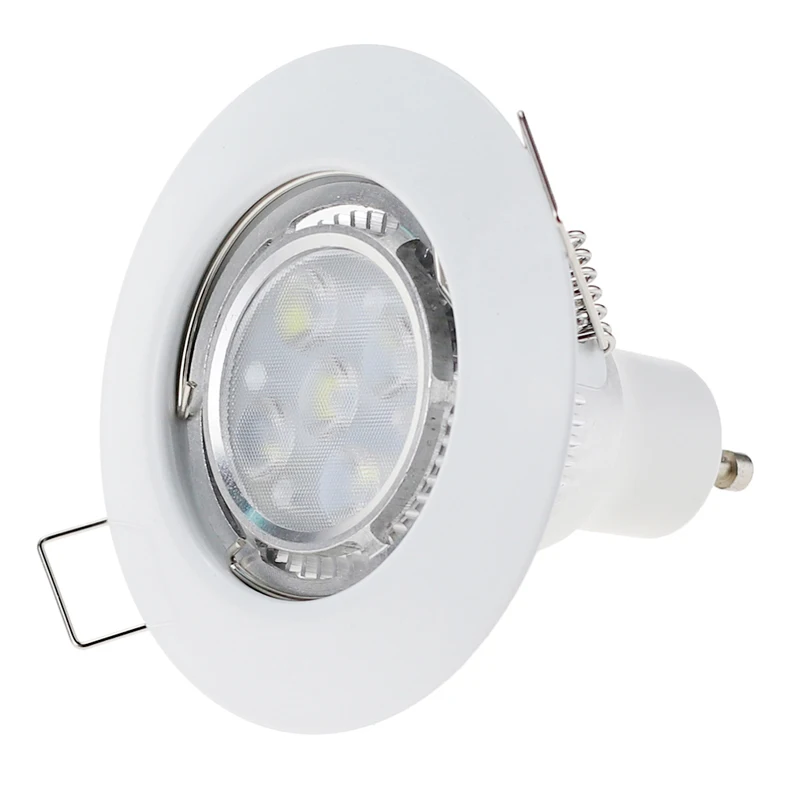 Nickel Chrome White Black Round Recessed LED Ceiling Light Adjustable Frame MR16 GU10 Bulb Fixture Downlight Holder