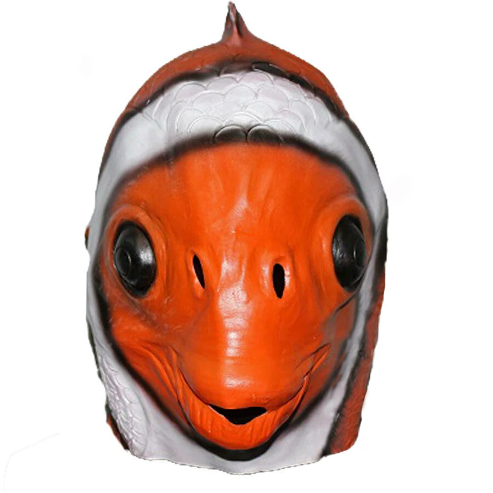 Realistic Fish Mask Clown Fish Animal Head Latex Mask Face Disguise Halloween Costume