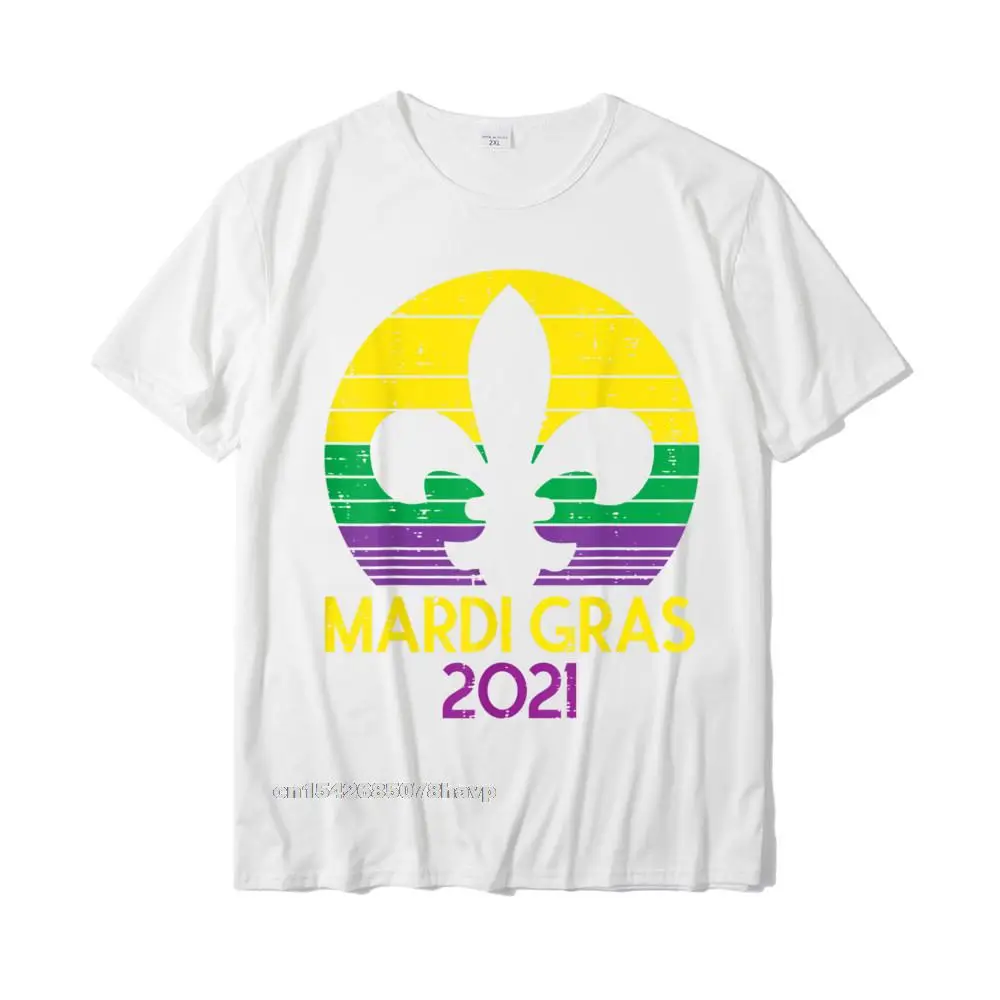 Mardi Gras 2021 Jester Hat Sunset Retro Carnival Party Gift T-Shirt Student Funny Geek Tops Shirts Cotton Tshirts Casual