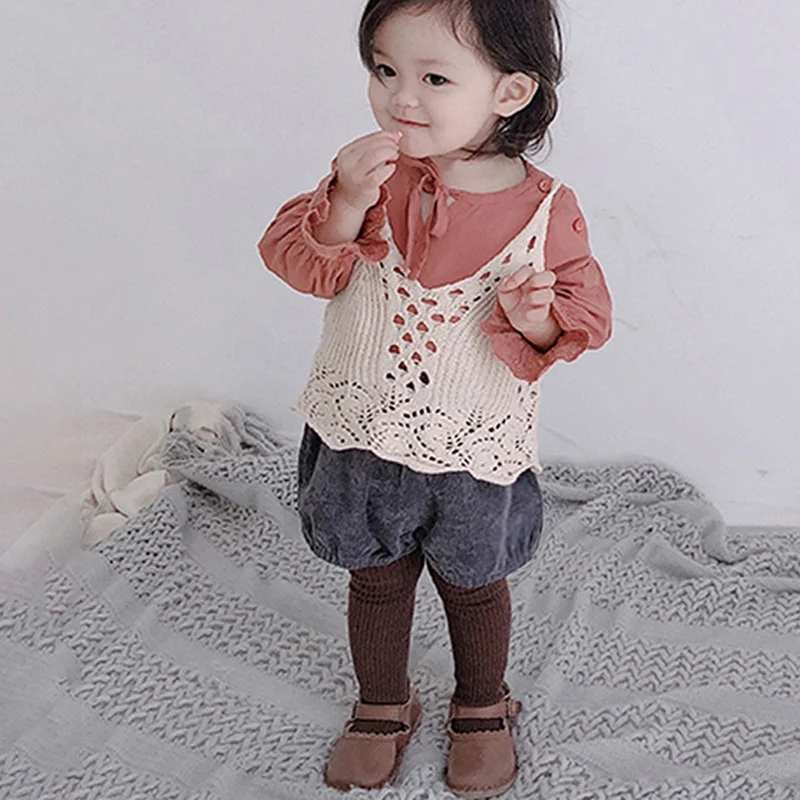 0-5T Autumn Winter Baby Girls Corduroy  Thicken Warm Loose Elastic Pants Shorts Solid Color Mid Waist Wild