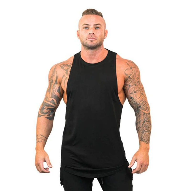 Racer Back mens Big Holes Sleeveless Tank Tops Gym Clothing Cotton Training Wear Sports Singlets Stringers Workout Tops