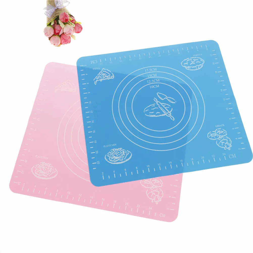 Non-Stick Silicone Pad Baking Sheet Cupcake Dessert Soap Rolling Kneading Mat Pastry Fondant Mat 2 Sizes Baking Mat with Scale