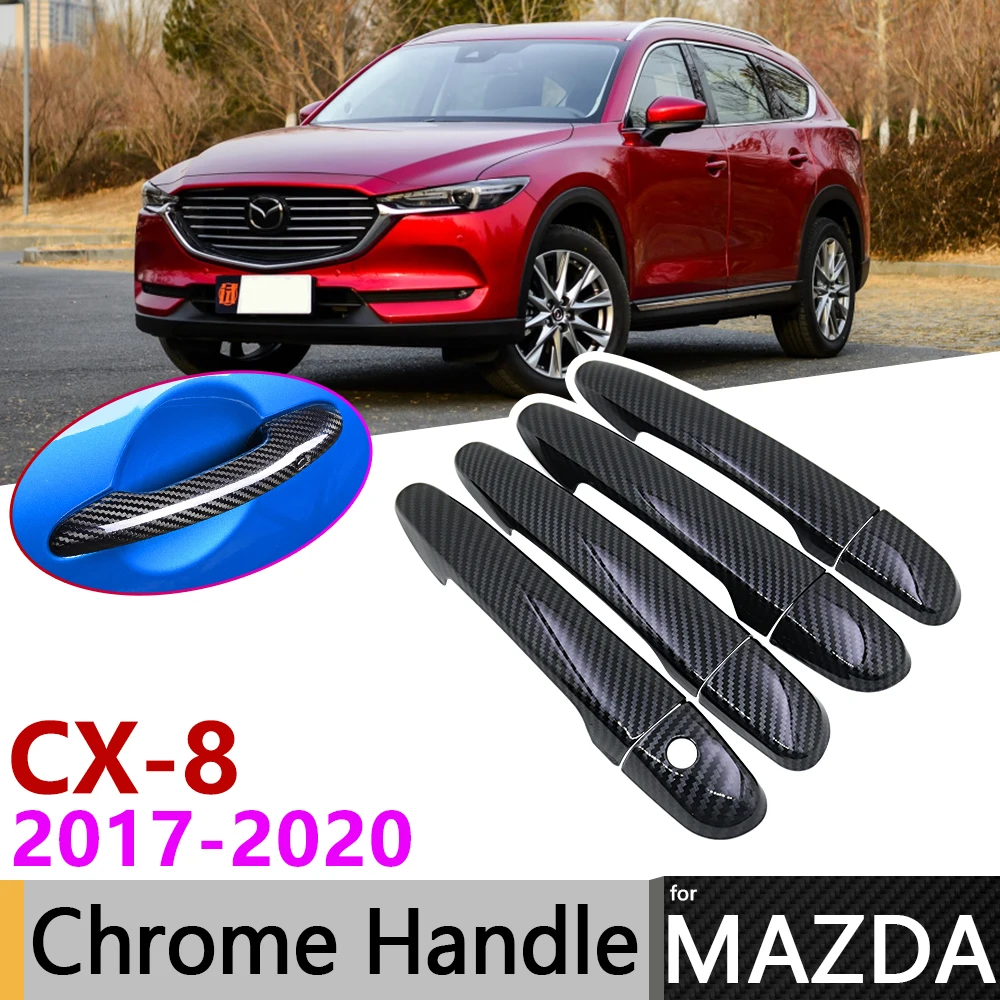 

Black Carbon Fiber Door Handle Cover for Mazda CX-8 CX8 CX 8 2017~2020 2018 2019 Car Accessories Stickers Trim Set Chrome