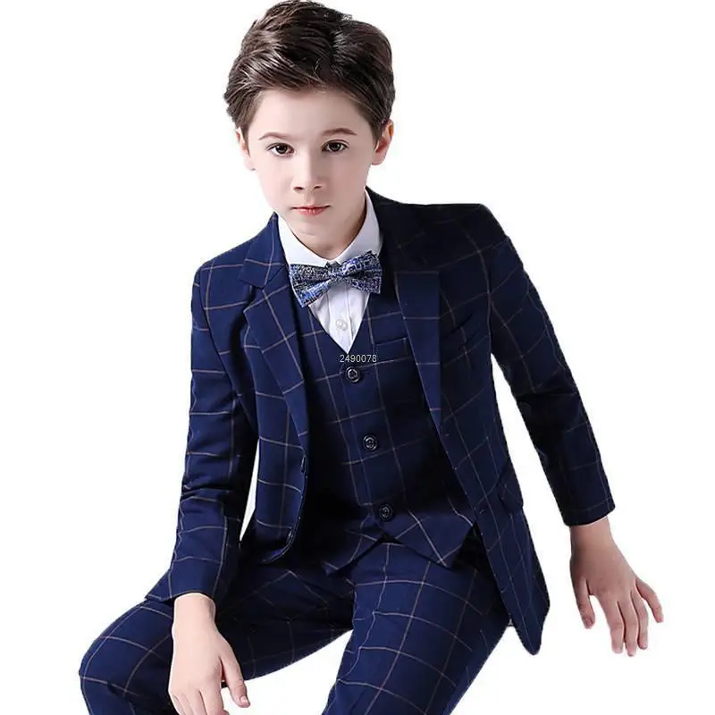 Flower Boys Formal Wedding Suit Kids Prom Party Tuxedo Blazer Children\'s Day Pinao Performance Costume school uniform 2-14T