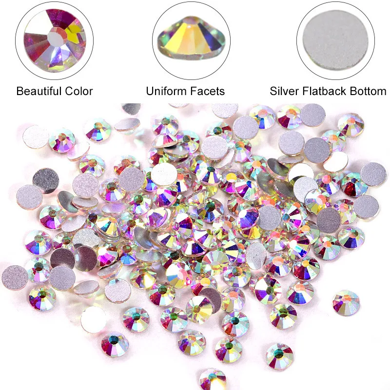 YL 20 packs Crystal  SS3-SS10 28800 Pcs Nail Art Super Round Glass Nail Rhinestone Everything for Handmade Exquisite Crystals